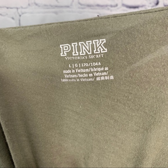 VS PINK Green Logo Girlfriend Crew Tee L - Picture 6 of 6